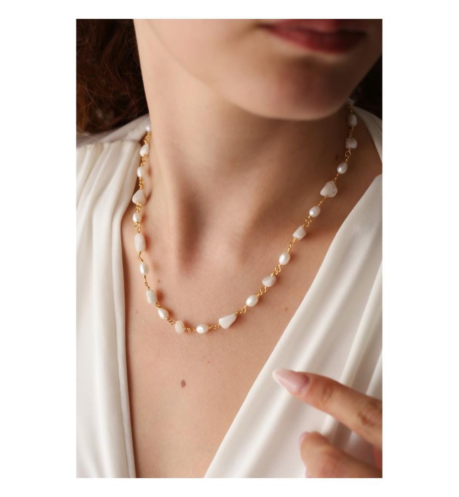Mondstein & Perle Collier - Weiss