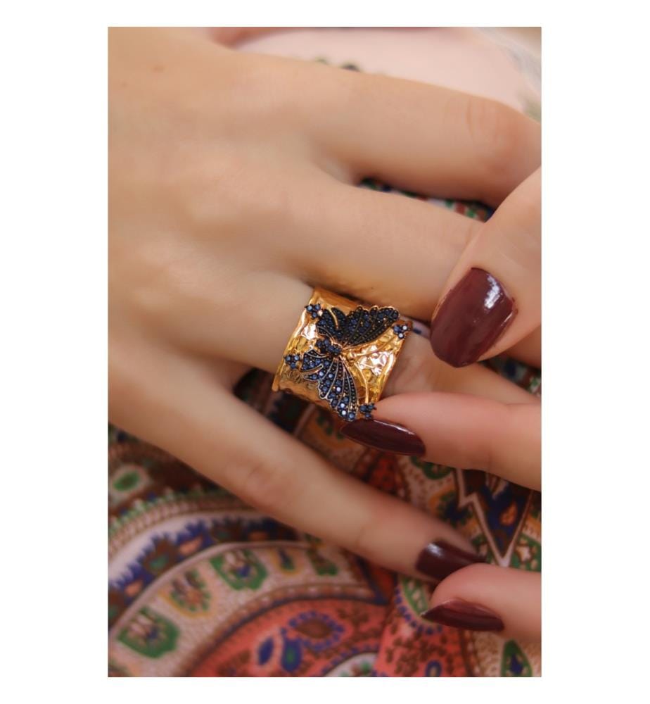 Zirkonia Ring - Dunkelblau