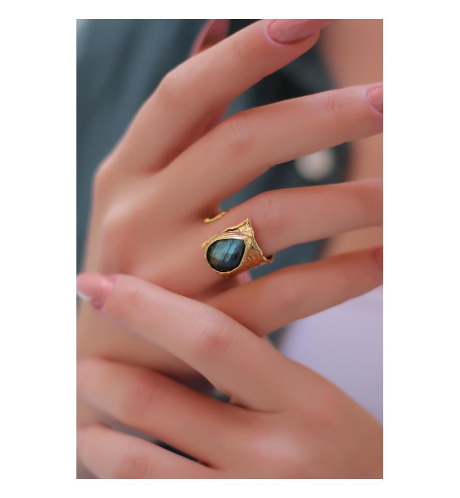Labradorit Ring - Grau