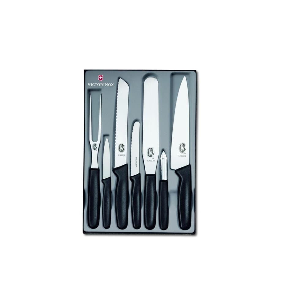 VICTORINOX - Messer-Set 7-teilig, Silber/Schwarz