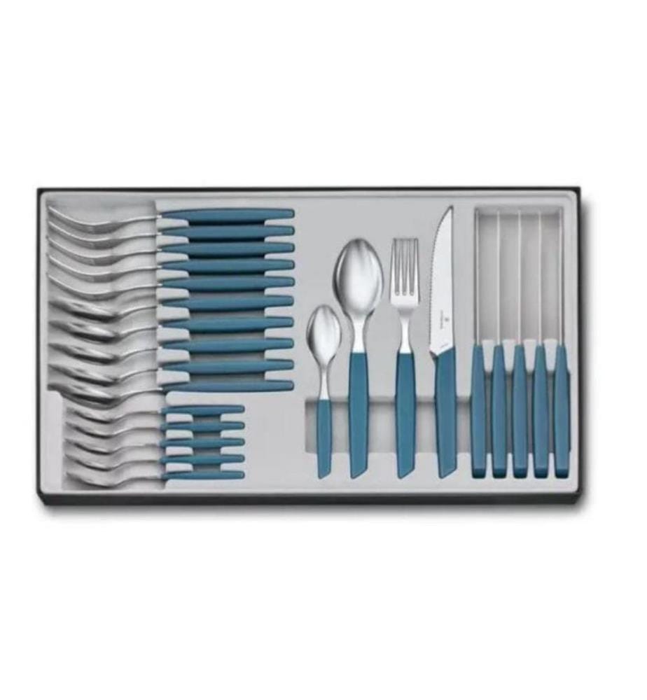 VICTORINOX - Kits de couverts Swiss Modern 24-parties, Bleu