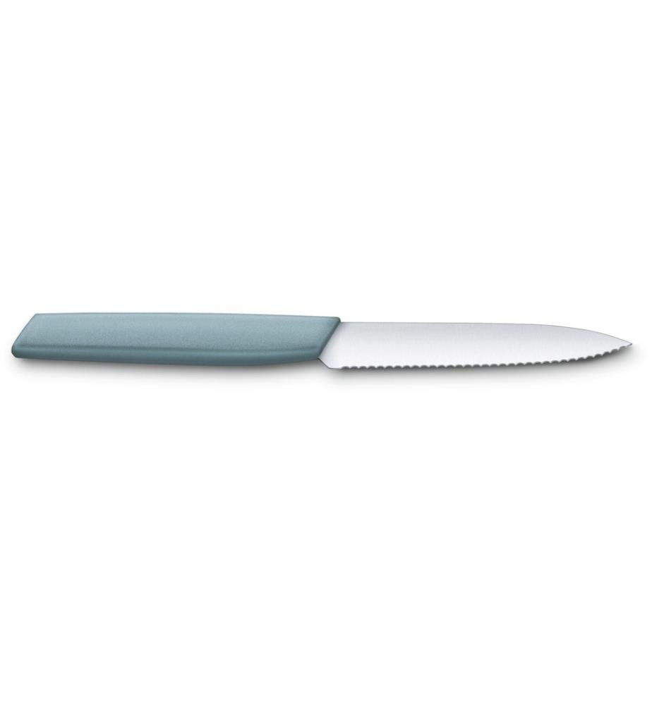 VICTORINOX - Gemüsemesser Swiss Modern mit Wellenschliff 10 cm, Hellblau