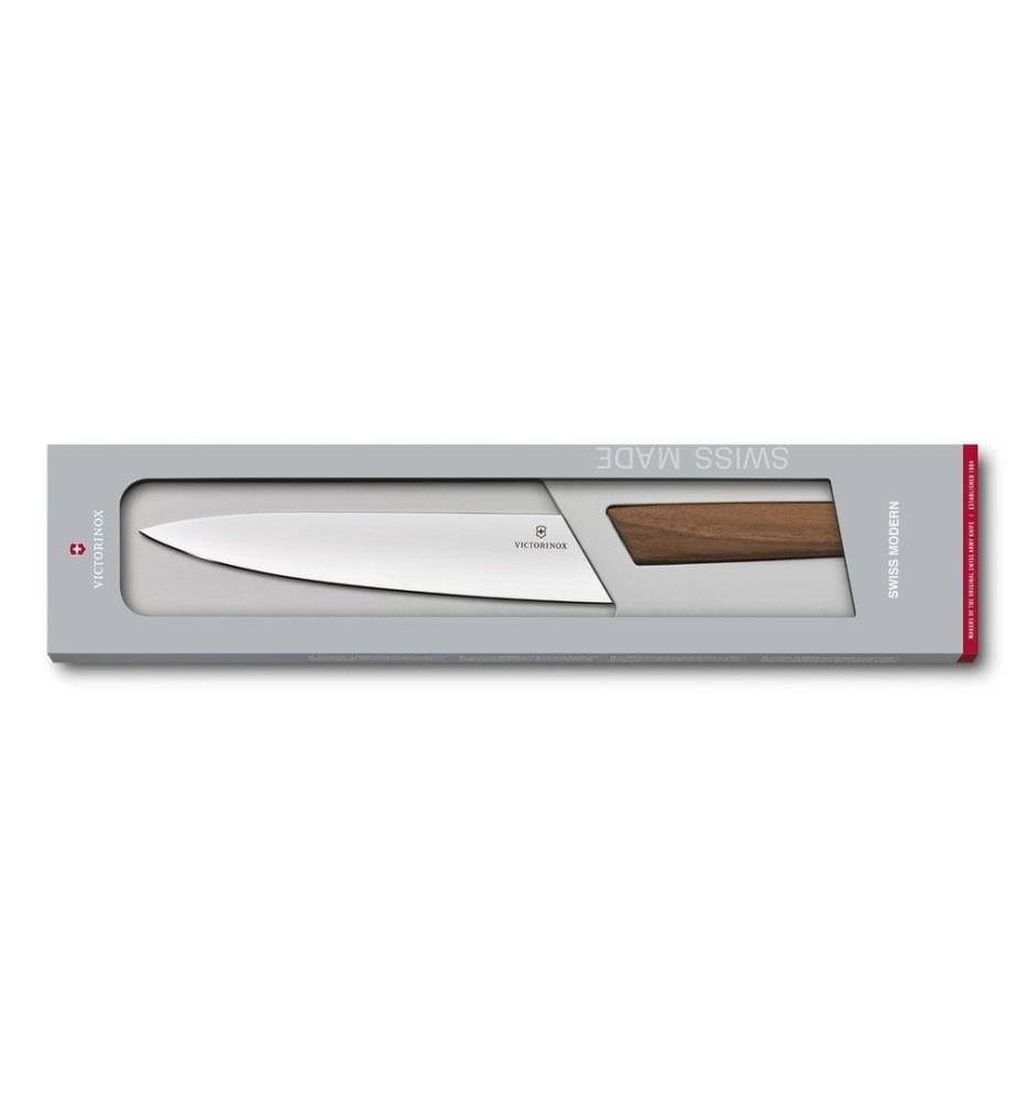 VICTORINOX - Couteau trancheur Swiss Modern 22 cm bois de noyer