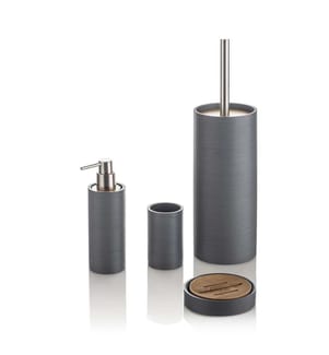 Badezimmer-Set 4-teilig Fox - Grau und Braun und Silber