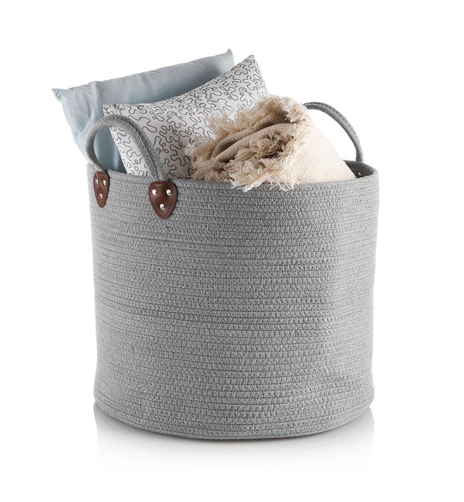 Cestino in cotone con manici Guglielmo Grigio