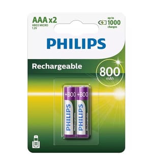 Confezione di 2 batterie ricaricabili AAA LR03 800 mAh DECT