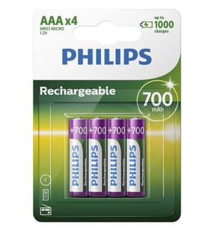 Confezione di 4 batterie ricaricabili AAA LR03 700 mAh