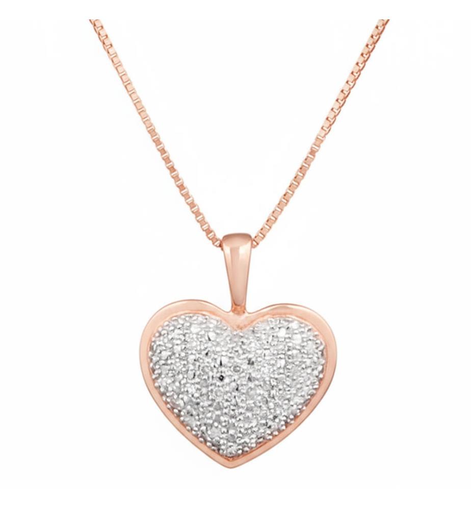 Pendentif Coeur Diamants - Or Rose