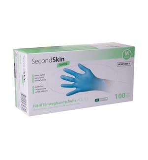 SECONDSKIN - Einweghandschuh Nitril Strong M, Blau, 100 Stück
