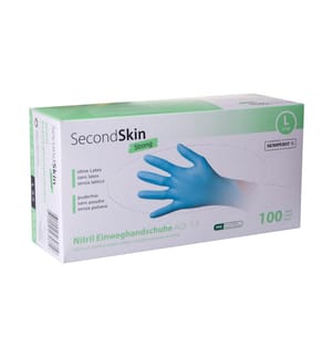 SECONDSKIN - Einweghandschuh Nitril Strong L, Blau, 100 Stück