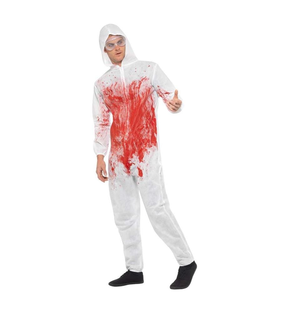 Forensikerkostüm mit Jumpsuit und Schutzbrille