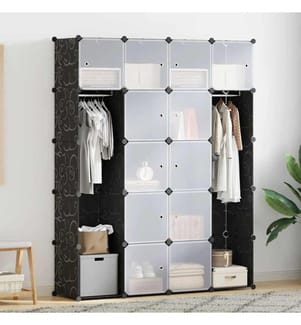 Armoire modulaire 14 compartiments Noir et blanc 37x146x180,5cm