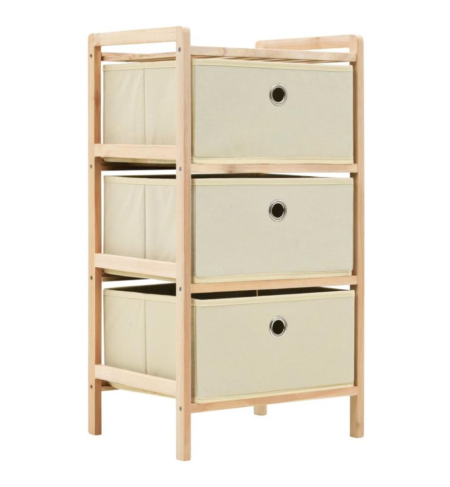 Korb-Kommode mit 3 Stoffkörben Zedernholz Beige