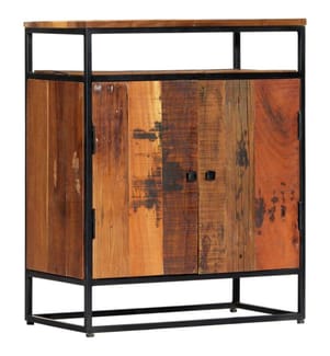 Beistellschrank 60x35x76 cm Massives Altholz und Stahl