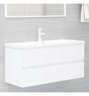 Armoire d'évier avec lavabo intégré Blanc Aggloméré