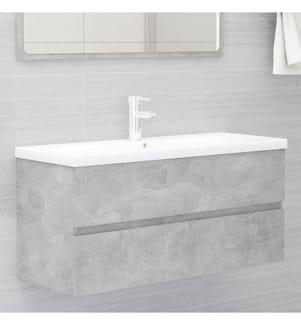 Armoire d'évier et lavabo intégré gris béton bois d'ingénierie