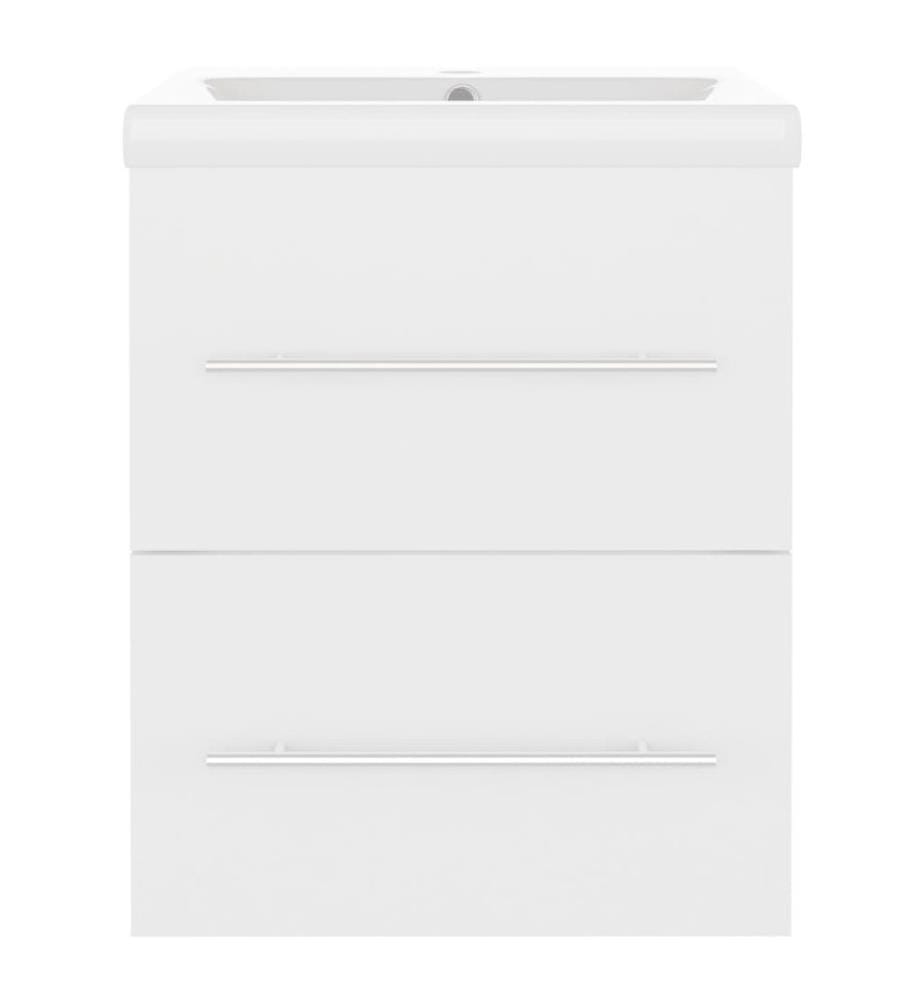 Armoire d'évier avec lavabo intégré Blanc Aggloméré