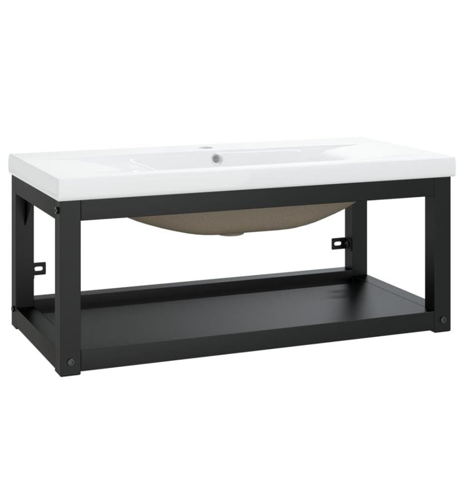 Badezimmer-Waschtischgestell mit Waschbecken Schwarz Eisen