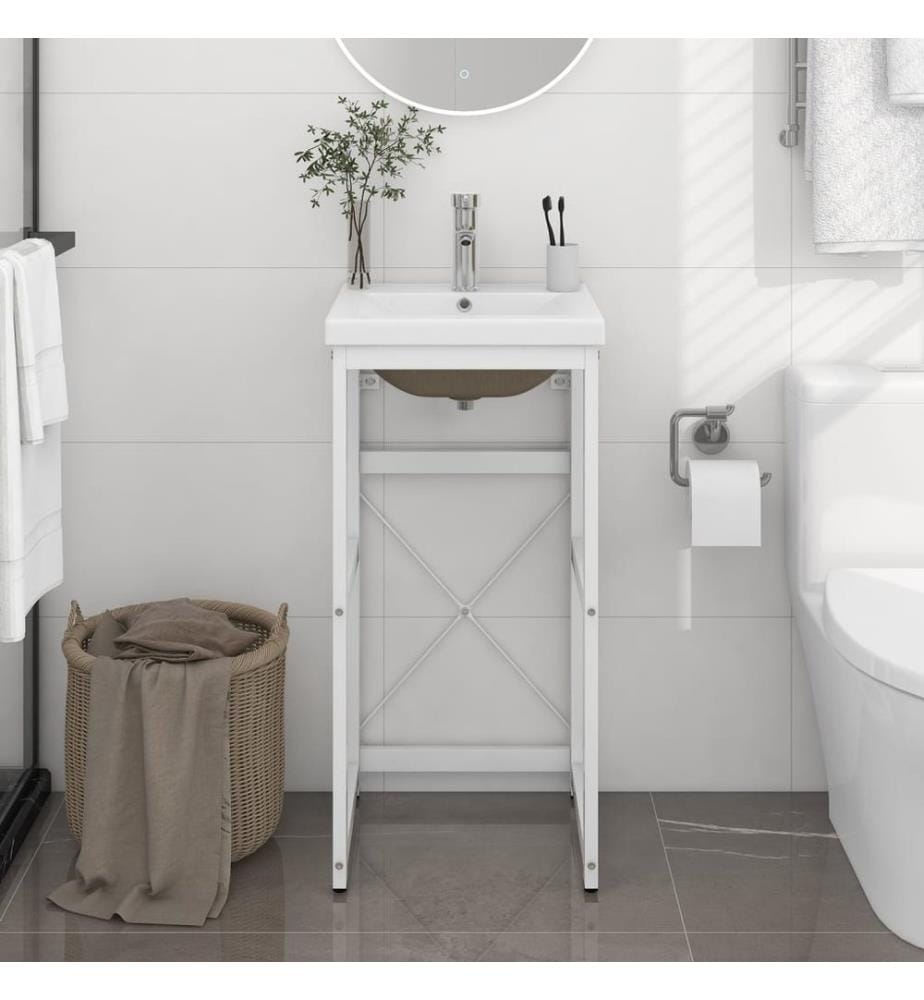 Cadre de lavabo de salle de bain vasque à encastrer Blanc Fer