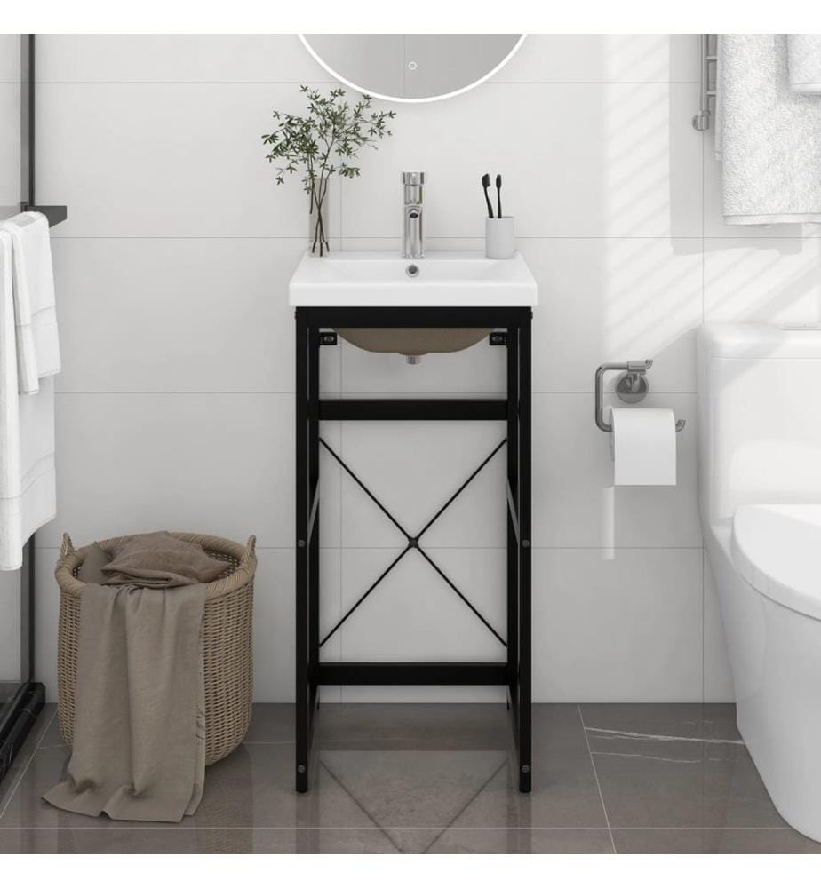 Cadre de lavabo de salle de bain vasque à encastrer Noir Fer