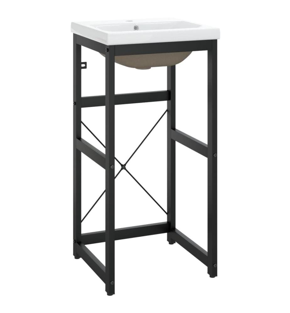 Cadre de lavabo de salle de bain vasque à encastrer Noir Fer