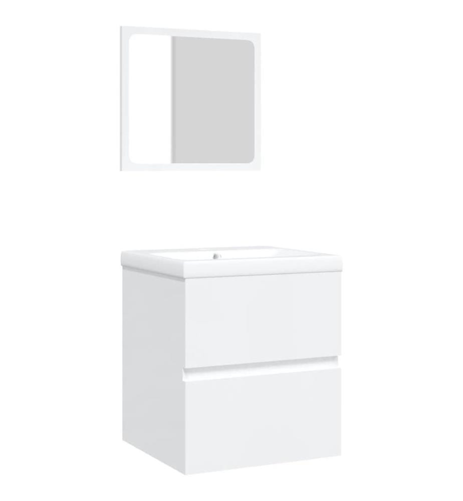 Armoire lavabo de salle de bain avec bassin et miroir Blanc