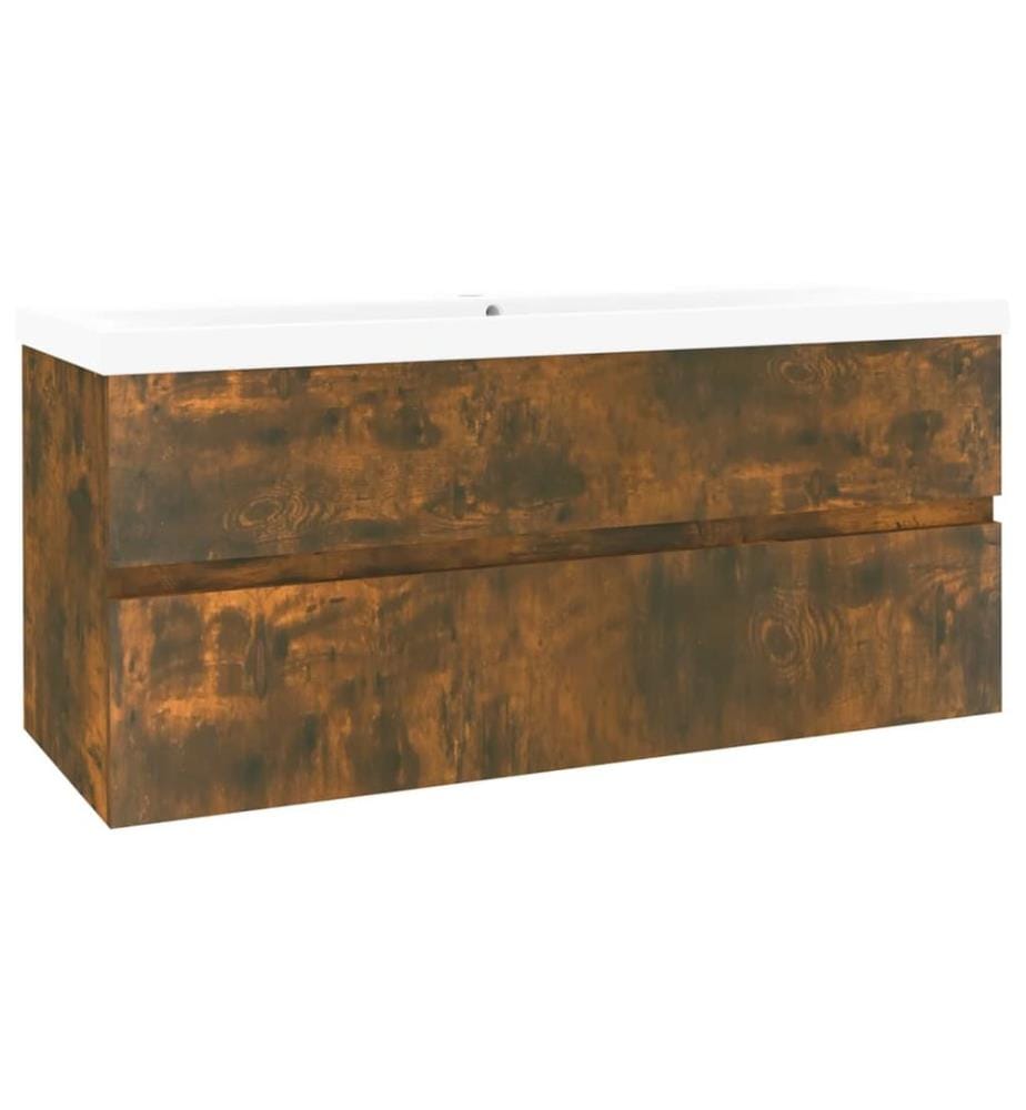 Meuble lavabo avec bassin intégré Chêne fumé Bois d'ingénierie