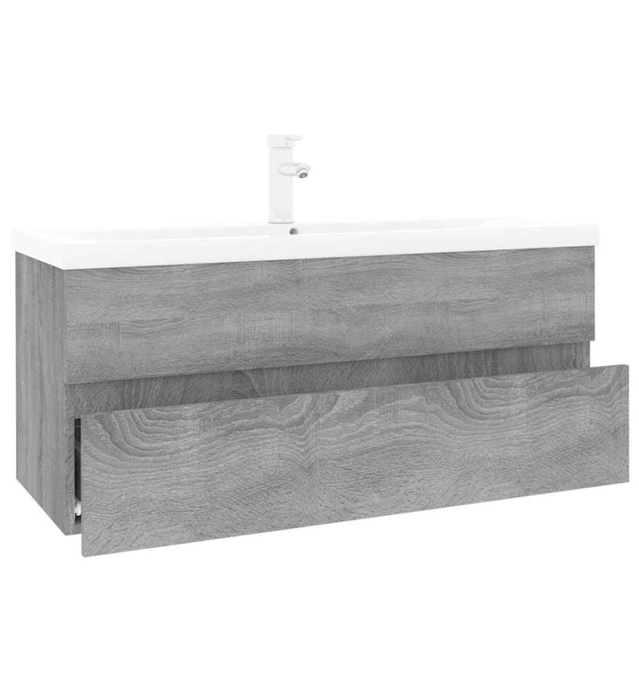 Waschbeckenschrank mit Einbaubecken Grau Sonoma Holzwerkstoff