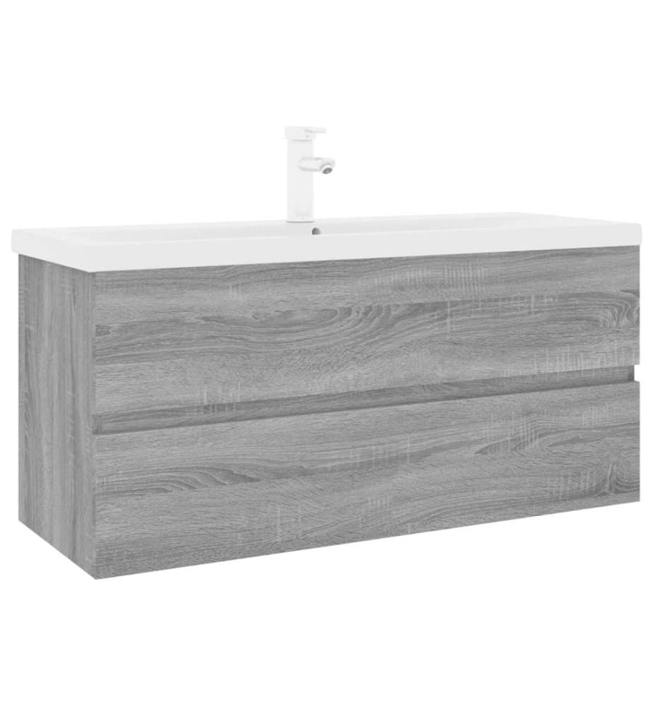 Meuble lavabo avec bassin intégré Sonoma gris Bois d'ingénierie