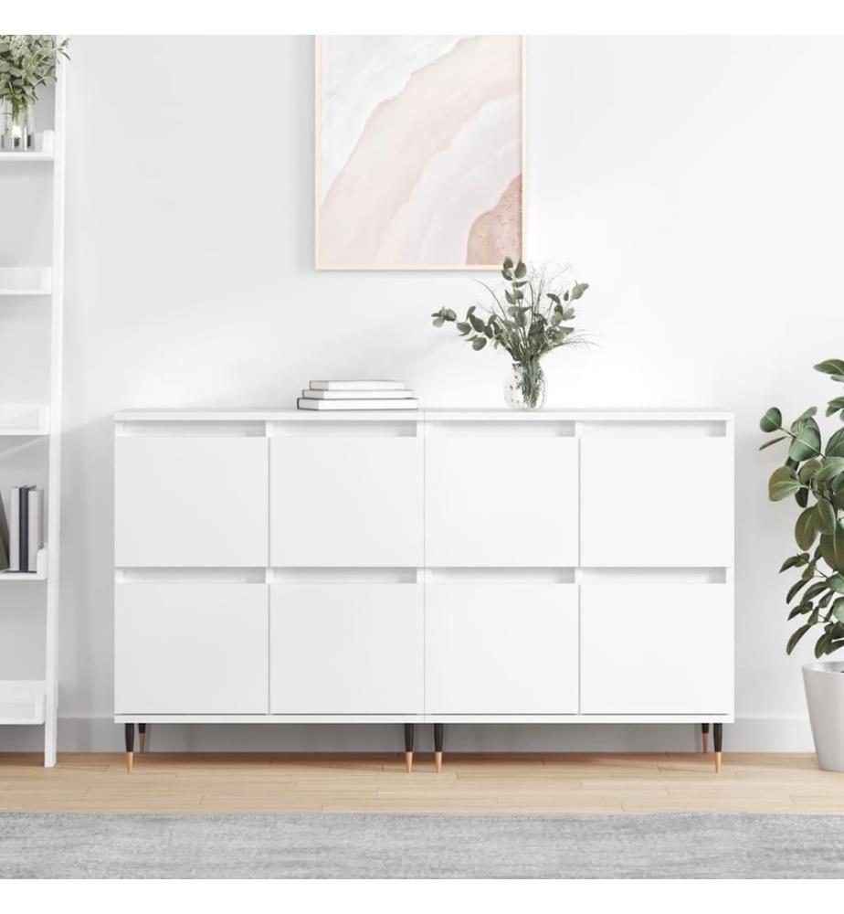 Buffets 2 pcs blanc bois d'ingénierie