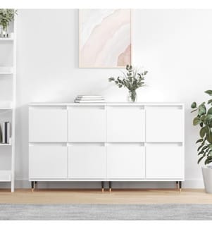 Sideboards 2 Stk. Weiss Holzwerkstoff