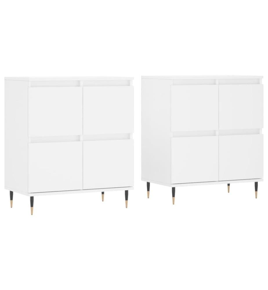 Buffets 2 pcs blanc bois d'ingénierie