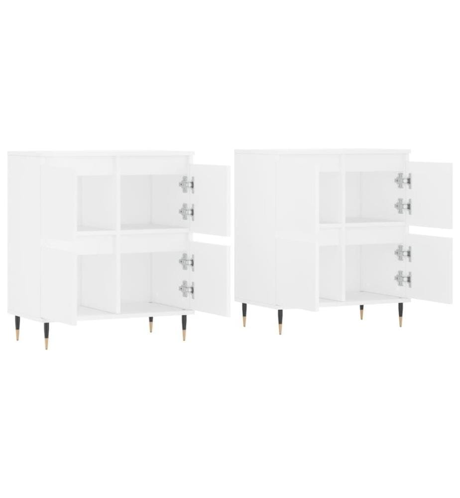 Buffets 2 pcs blanc bois d'ingénierie
