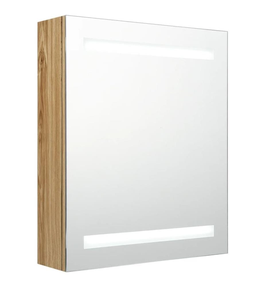 Armoire de salle de bain à miroir LED chêne 50x14x60 cm