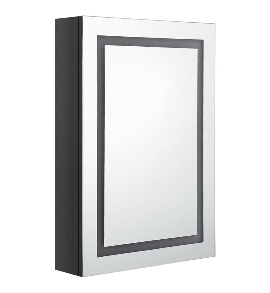 Armoire de salle de bain à miroir LED noir brillant 50x13x70 cm