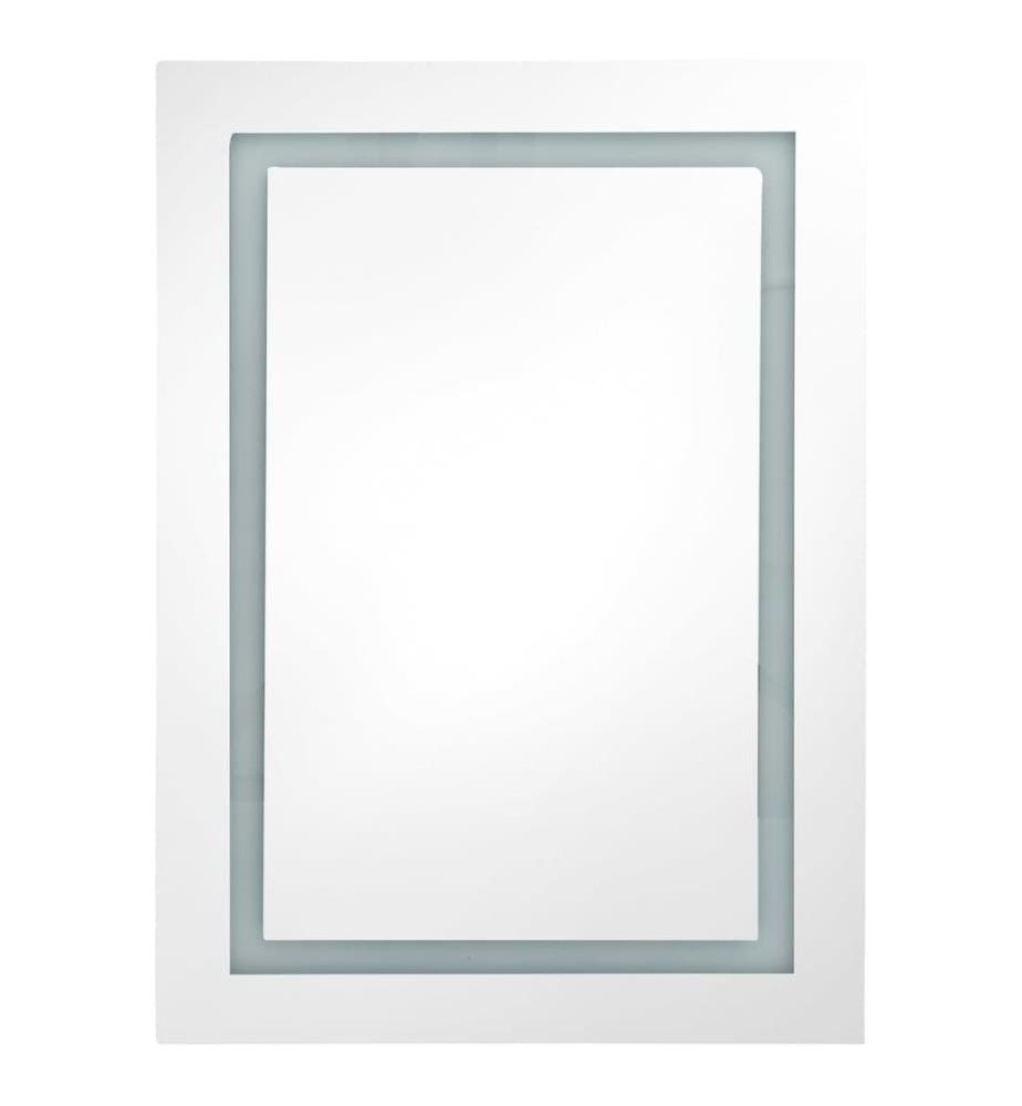 Armoire de salle de bain à miroir LED noir brillant 50x13x70 cm