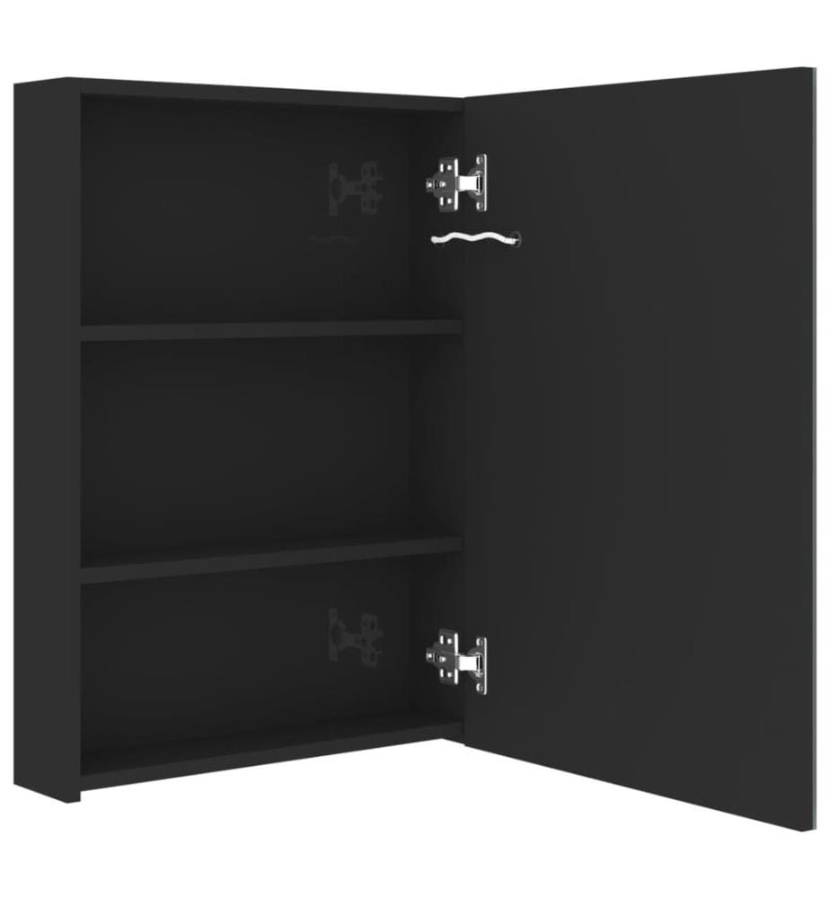Armoire de salle de bain à miroir LED noir brillant 50x13x70 cm