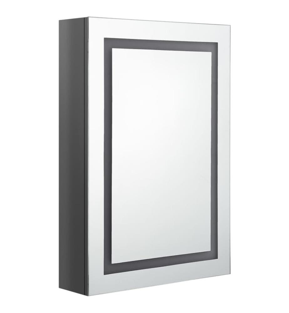 Armoire de salle de bain à miroir LED gris brillant 50x13x70 cm