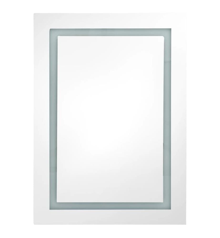 Armoire de salle de bain à miroir LED gris brillant 50x13x70 cm