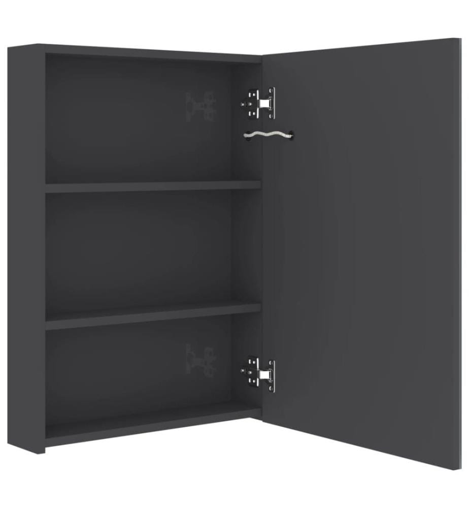 Armoire de salle de bain à miroir LED gris brillant 50x13x70 cm