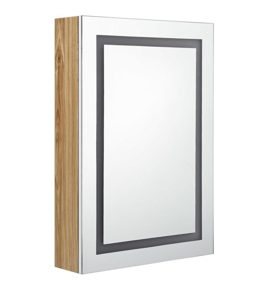Armoire de salle de bain à miroir LED blanc et chêne 50x13x70cm