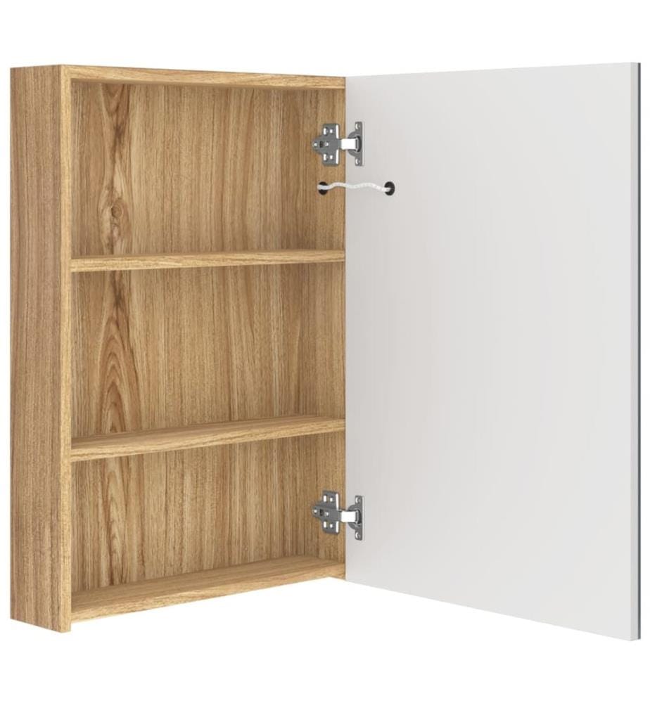 Armoire de salle de bain à miroir LED blanc et chêne 50x13x70cm
