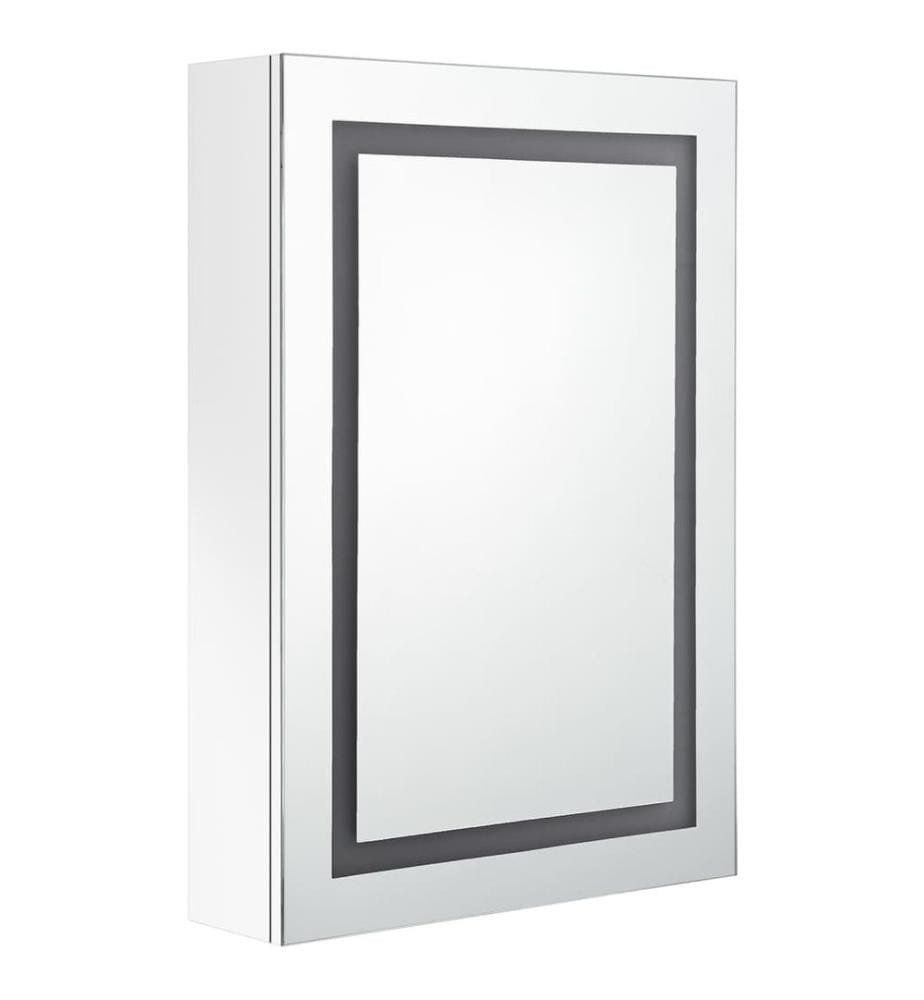 Armoire de salle de bain à miroir LED Blanc brillant 50x13x70cm