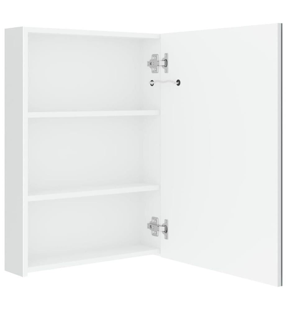 Armoire de salle de bain à miroir LED Blanc brillant 50x13x70cm