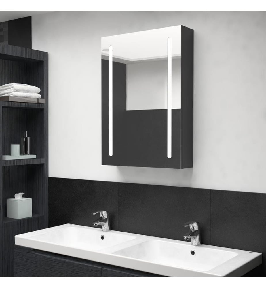 LED-Spiegelschrank fürs Bad Glänzend Schwarz 50x13x70 cm