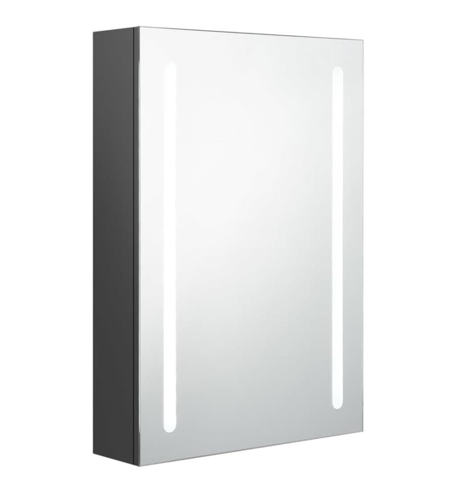 Armoire de salle de bain à miroir LED gris 50x13x70 cm