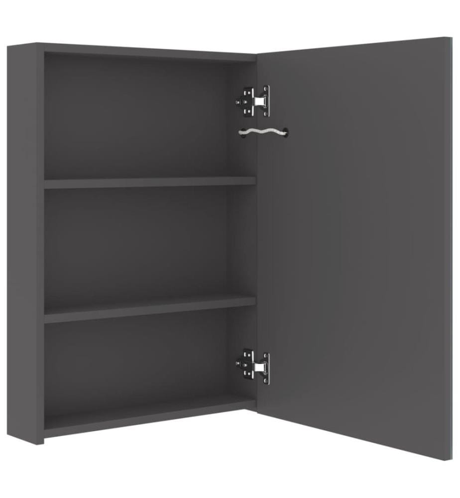 Armoire de salle de bain à miroir LED gris 50x13x70 cm