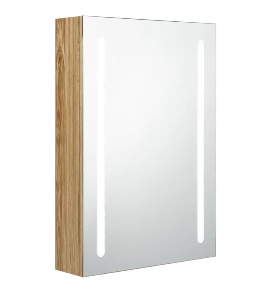 Armoire de salle de bain à miroir LED Chêne 50x13x70 cm