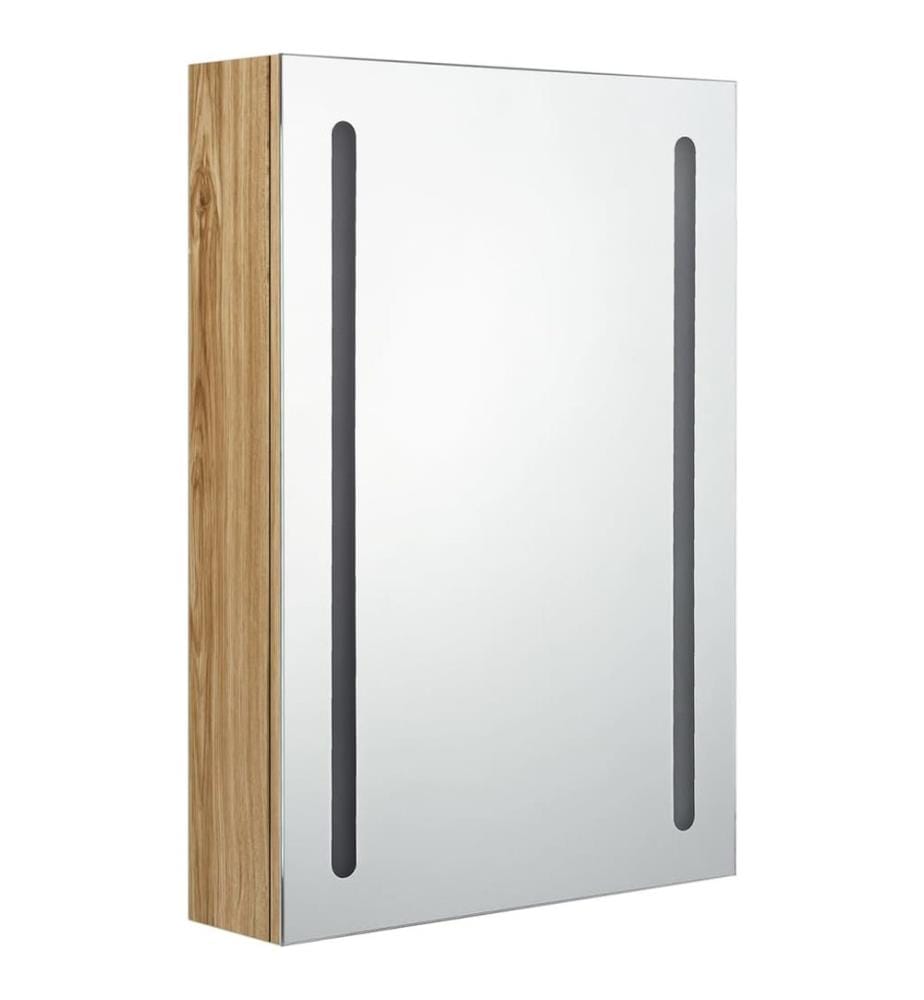 Armoire de salle de bain à miroir LED Chêne 50x13x70 cm