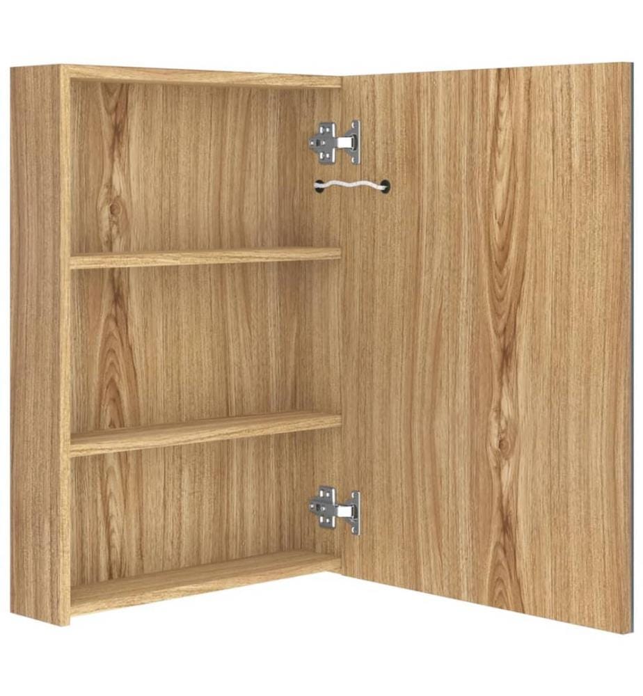 Armoire de salle de bain à miroir LED Chêne 50x13x70 cm